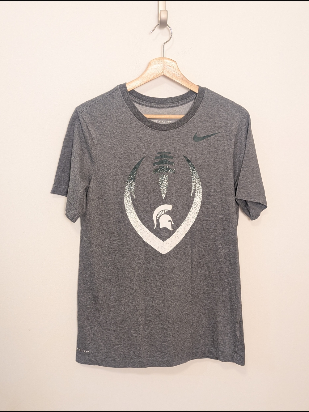 Nike Men’s Gray Michigan State Football Dri Fit Logo T-Shirt Size Small